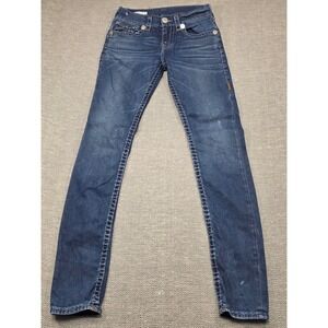 True Religion Rocco Relaxed Skinny Jeans Mens 27 Dark Wash Horseshoe Flap Pocket